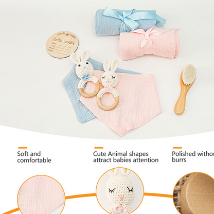Pure Cotton Crochet Baby Rattle Gift Set