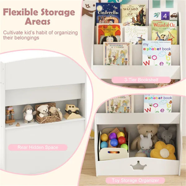 Kids Bookshelf with Toy Storage | 3-Tier Cabinet