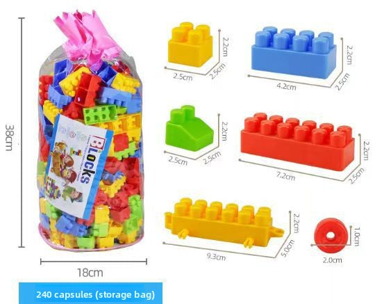 Large Particle Building Blocks for Kids 240 grains storage bag