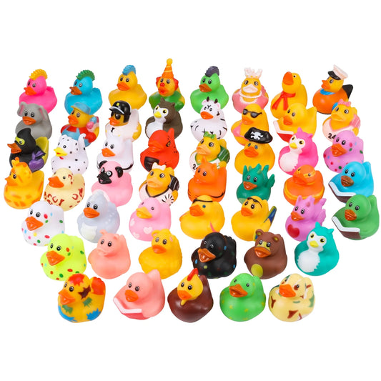 50 Pack Assortment Rubber Ducks in Bulk, 2 Inch Bulk Floater Duck for Kids, Baby Pool Jeep Ducks for Toddler Party Favors, Baby Shower Mini Rubber Ducks, Party Favors, Birthdays, Bath