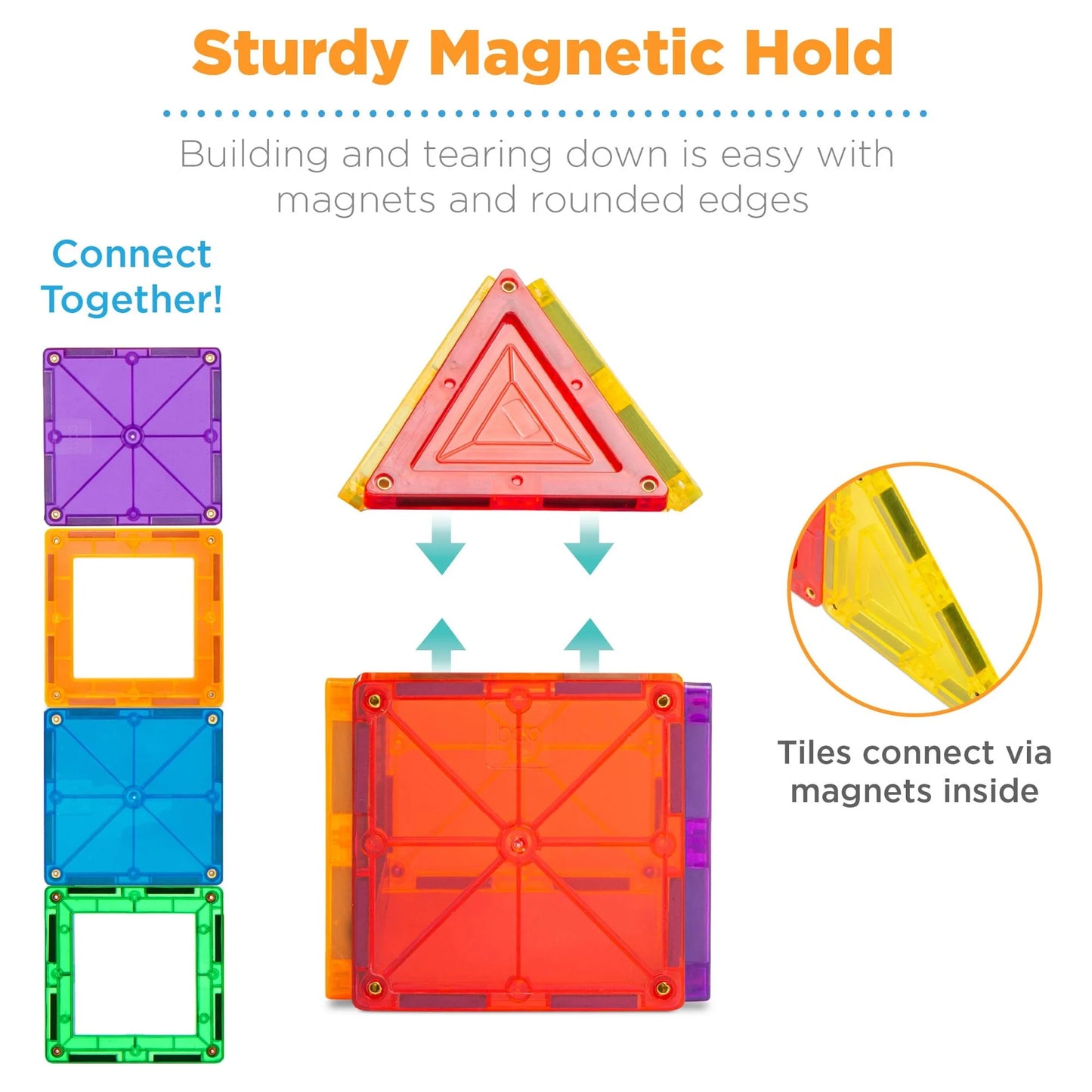 110-Piece Kids Magnetic Tiles Set, Educational Building STEM Toy W/ Case - Multicolor