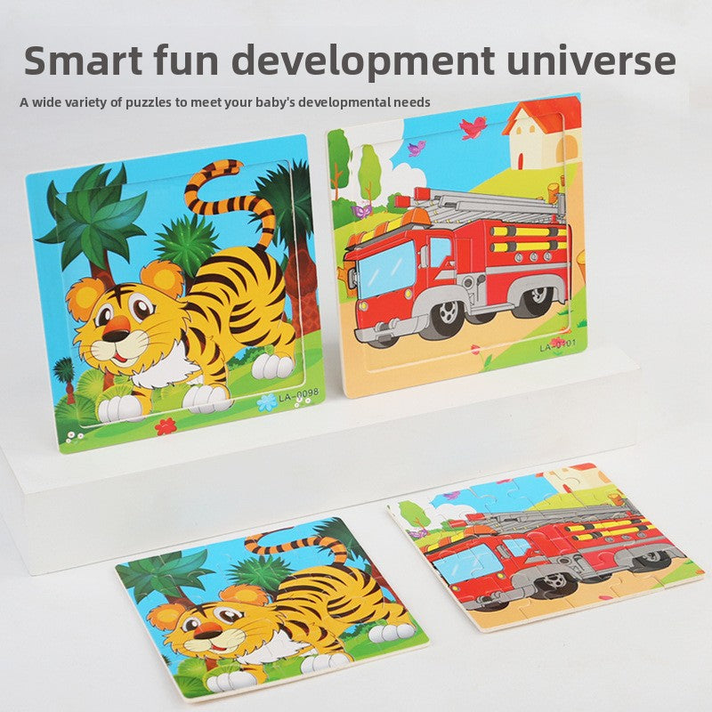 Wooden Cartoon Puzzle Set for Kids