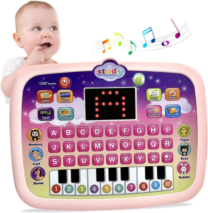 Kid Tablet Toddler Learning Pad Teach Music/Piano/Abc/Numbers, 3+ Boys&Girls Educational Toys Pink