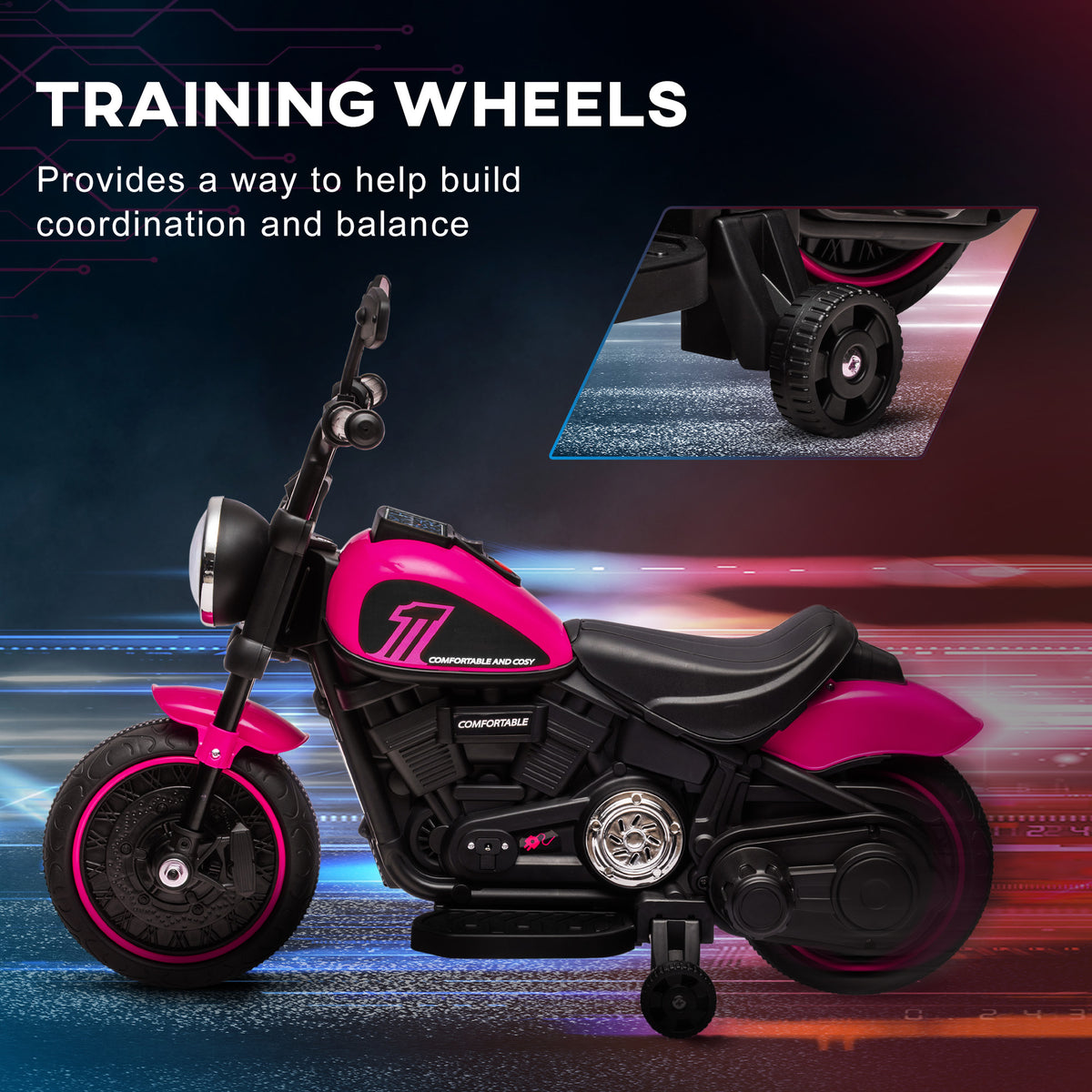 6V Kids Ride-On Motorcycle with Training Wheels