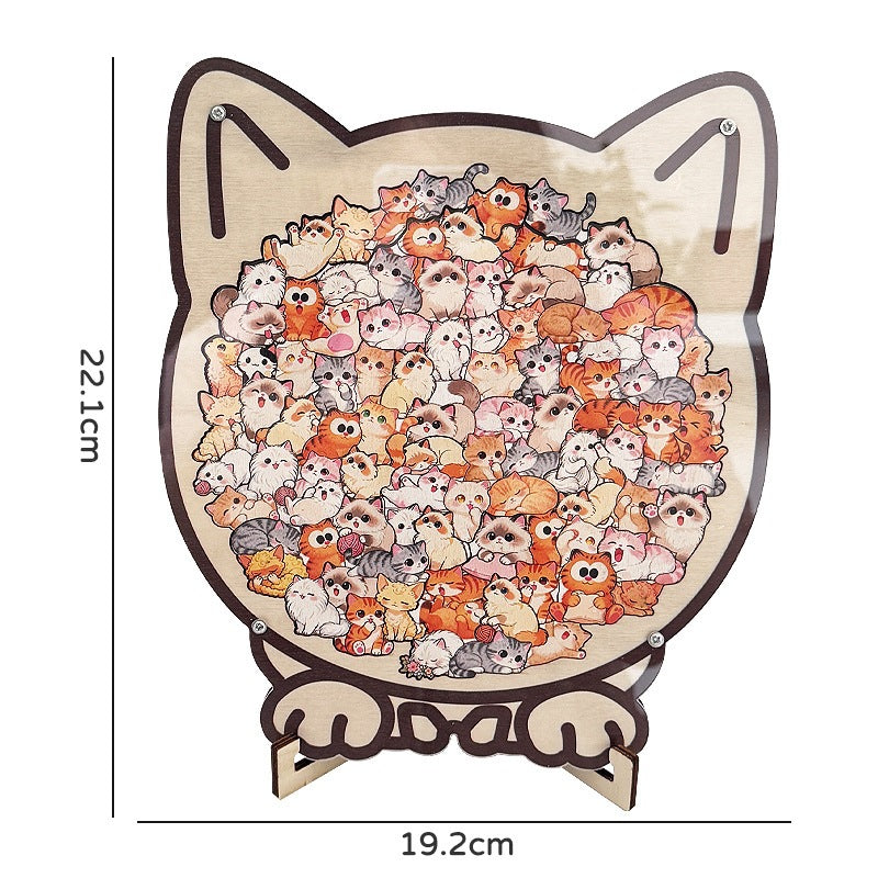Wooden Animal Puzzle with Frame for Kids Kitten