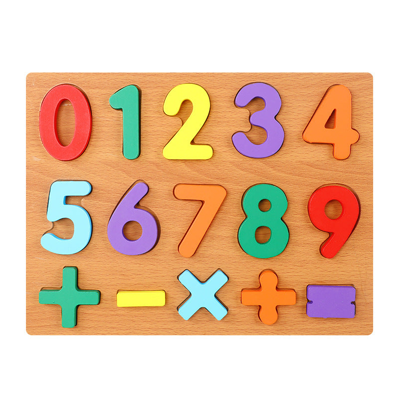Wooden Alphabet Number Shape Puzzle Board 0-9 numbers