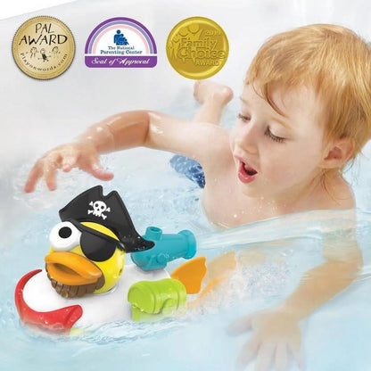 Jet Duck Pirate Bath Toy with Powered Water Cannon Shooter - Sensory Development & Bath Time Fun for Kids - Ages 2+