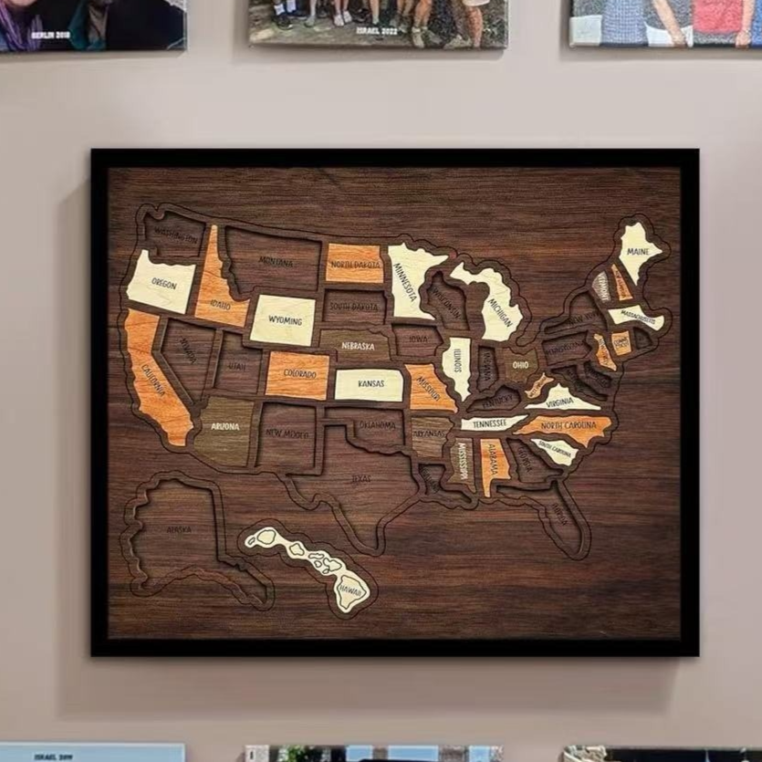 Wooden USA Map Puzzle for Kids