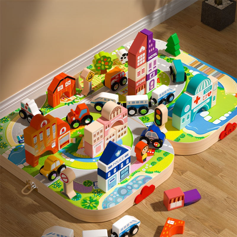 Train track assembly building blocks