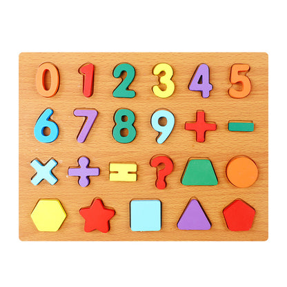 Wooden Alphabet Number Shape Puzzle Board 0-9 shape