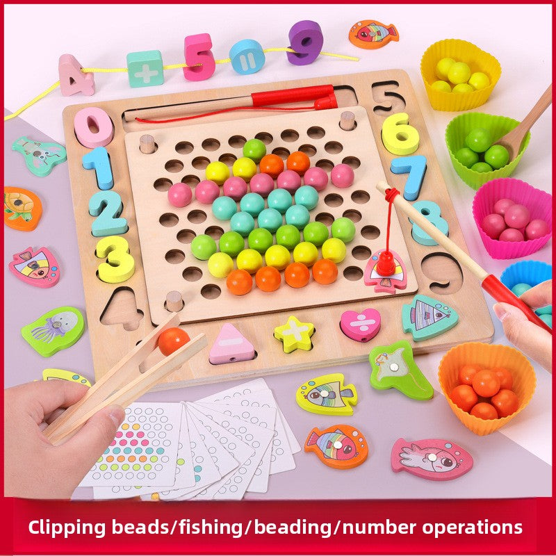 Wooden Bead Puzzle Toy for Kids MWZ-Fishing multi-function clip beads