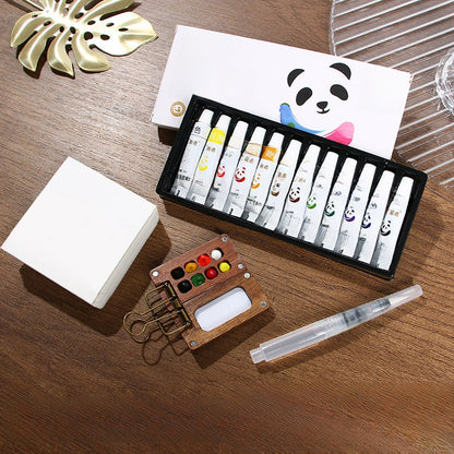 Mini Watercolor Paint Box with Sketchbook and Brush