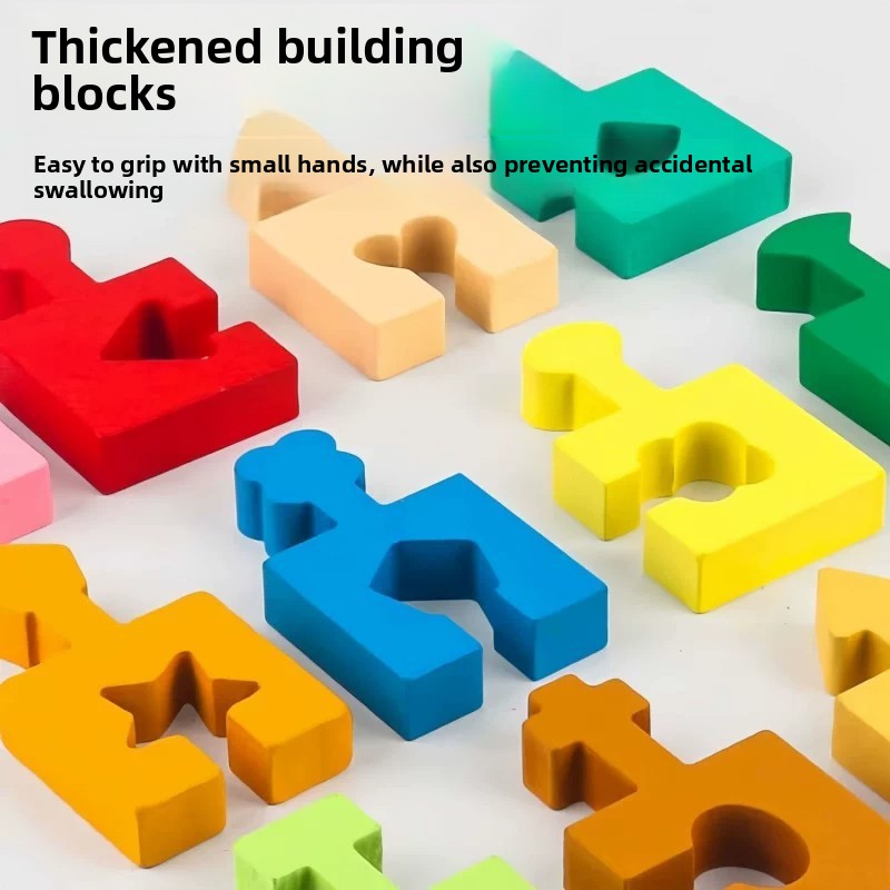 Wooden Shape Matching Blocks – 16-Piece & Puzzle Bundles