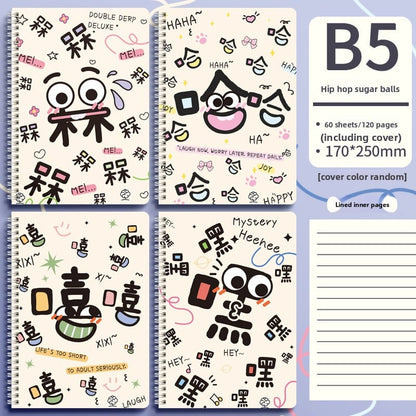 Cute Animal Coil Notebook with Hard Cover - A5/B5, 60 Sheetsd