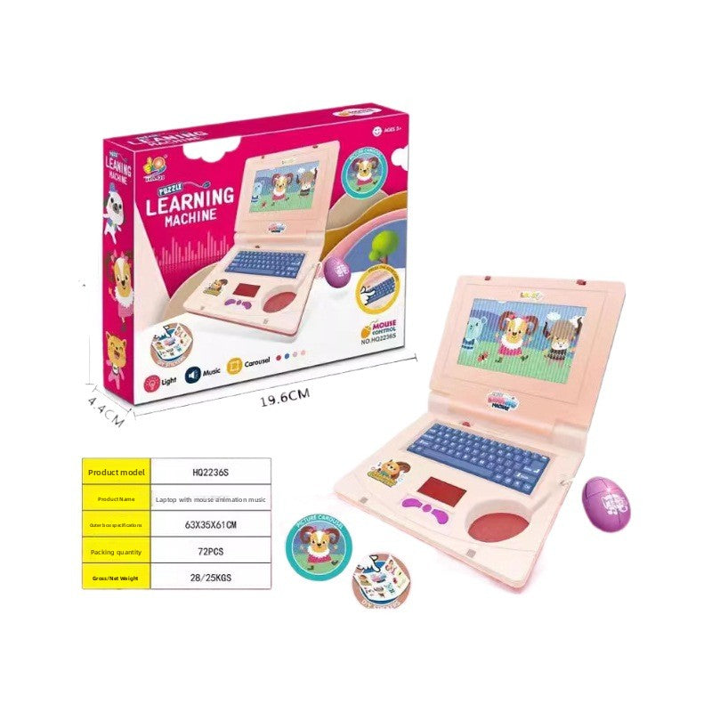 Kids Pretend Learning Laptop with Lights & Music – Color Options