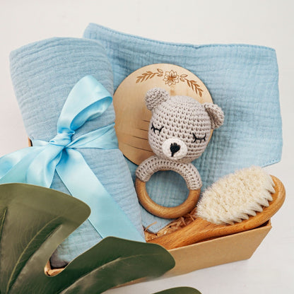 Pure Cotton Crochet Baby Rattle Gift Set