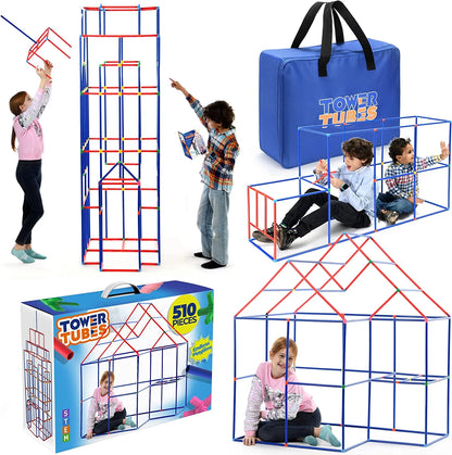 Building Toys 510 Piece, Stem Fort Building Kit for Kids 7+ Sturdy Construction Fort Builder, Indoor and Outdoor Building Toy