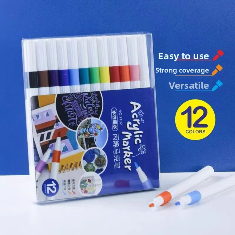 Quick-Drying Watercolor Marker Set for Kids Acrylic marker 12 colors-blue box