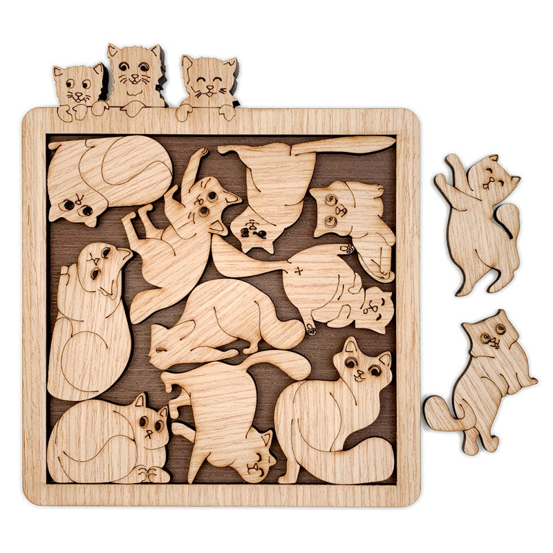 Wooden Animal Puzzle for Kids Meow Puzzle