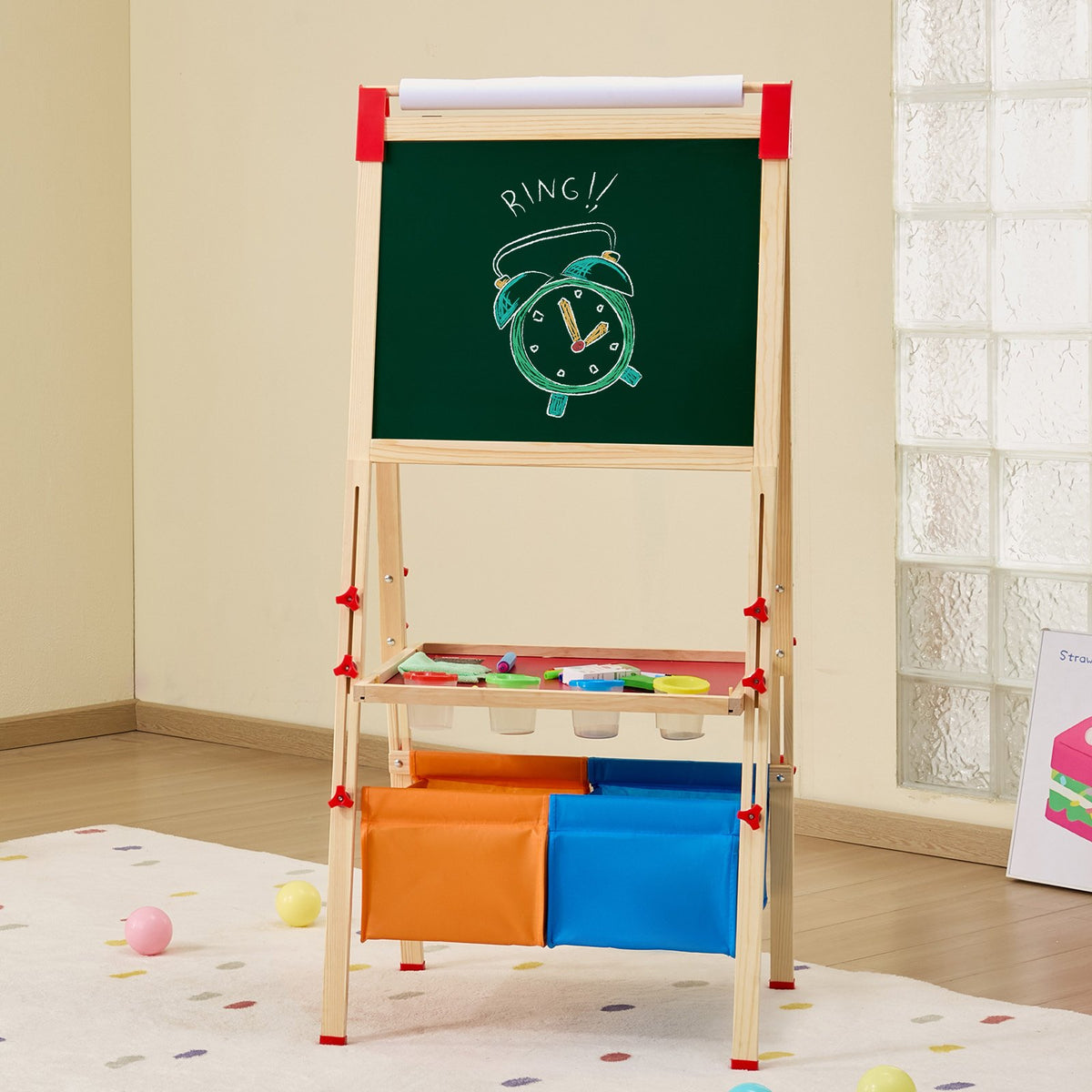 3-in-1 Kids Wooden Art Easel Natural