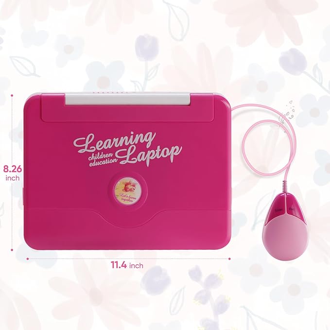 Pink Kids Learning Laptop Toy with Mouse