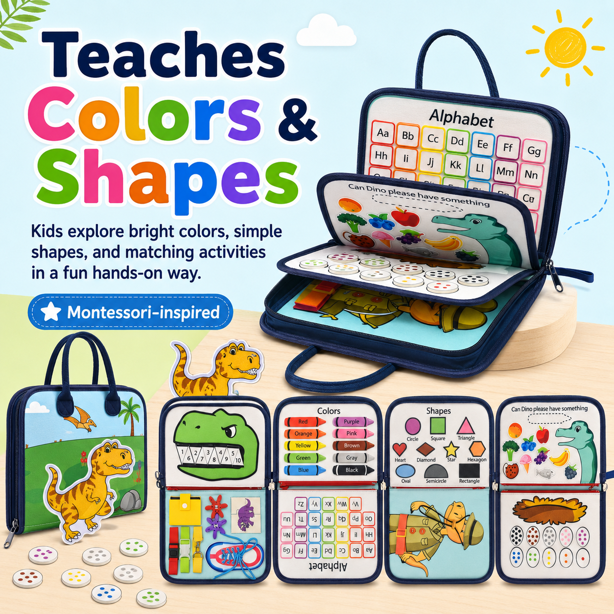 Dinosaur Busy Book for Toddlers 2–4 — Fine Motor Skills | 12 Activities n a
