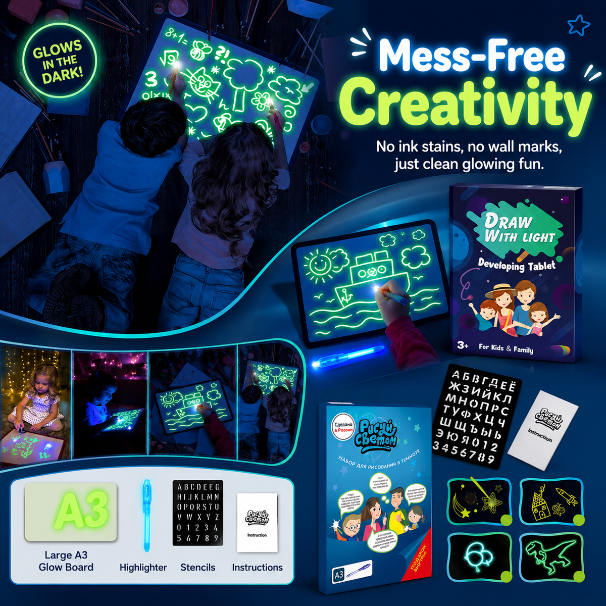 LED Drawing Board for Kids Ages 4–6