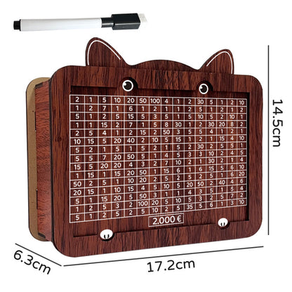 Wooden Savings Box with Money Counter Cat Printed 2k EUR