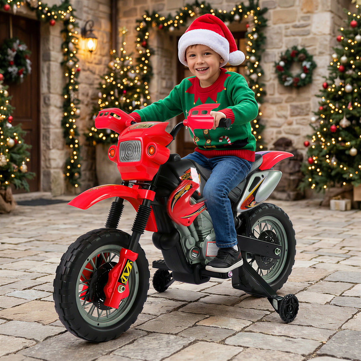 6V Kids Motorcycle Ride-On Toy – Red Dirt-Bike Style