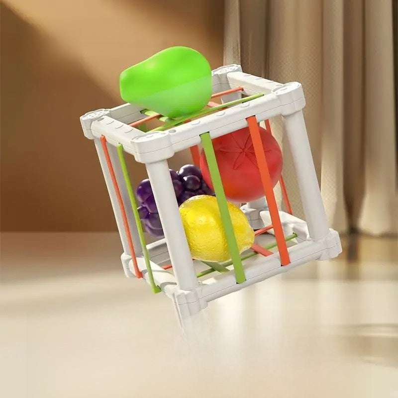 Shape Sorting Educational Toy Set for Kids Square Fruit Stopper +4 Fruit Large E-Box