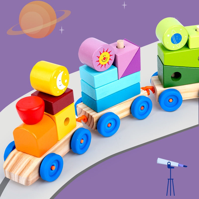 Wooden Planet Shape-Sorting Train Toy