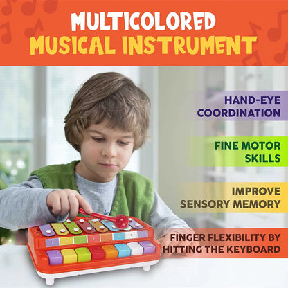 Baby Piano Xylophone Toy for Kids Toddlers-Piano Toy Musical Instrument with 8 Multicolored Key Scales in Crisp and Clear Tones