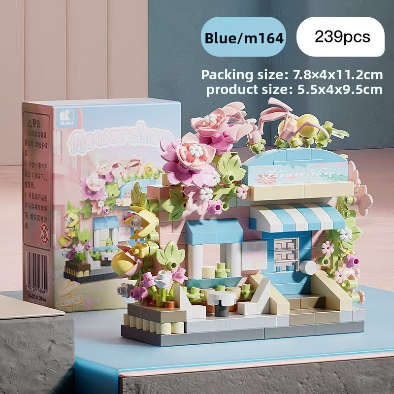 Mini City Street Building Blocks Set Flower shop-pink rose alley 239 capsules