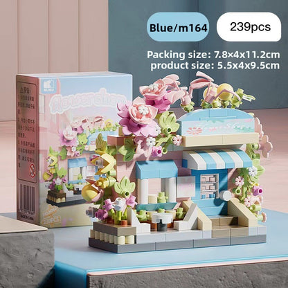 Mini City Street Building Blocks Set Flower shop-pink rose alley 239 capsules