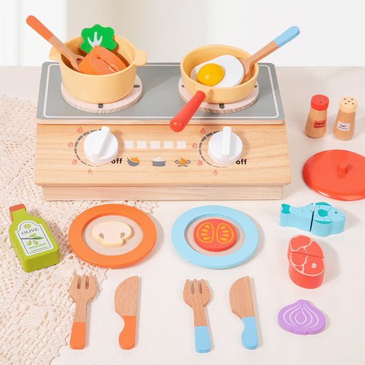 Wooden Pretend BBQ Grill & Food Skewer Play Sets for Kids Wonder Kids Toy