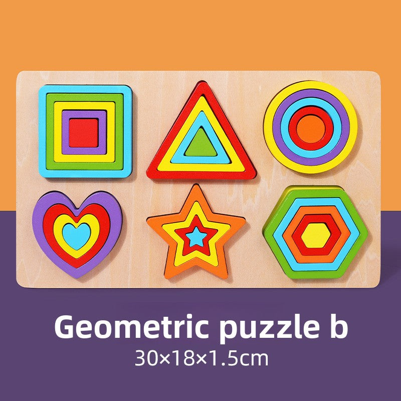 Geometric Wooden Puzzle Blocks for Kids