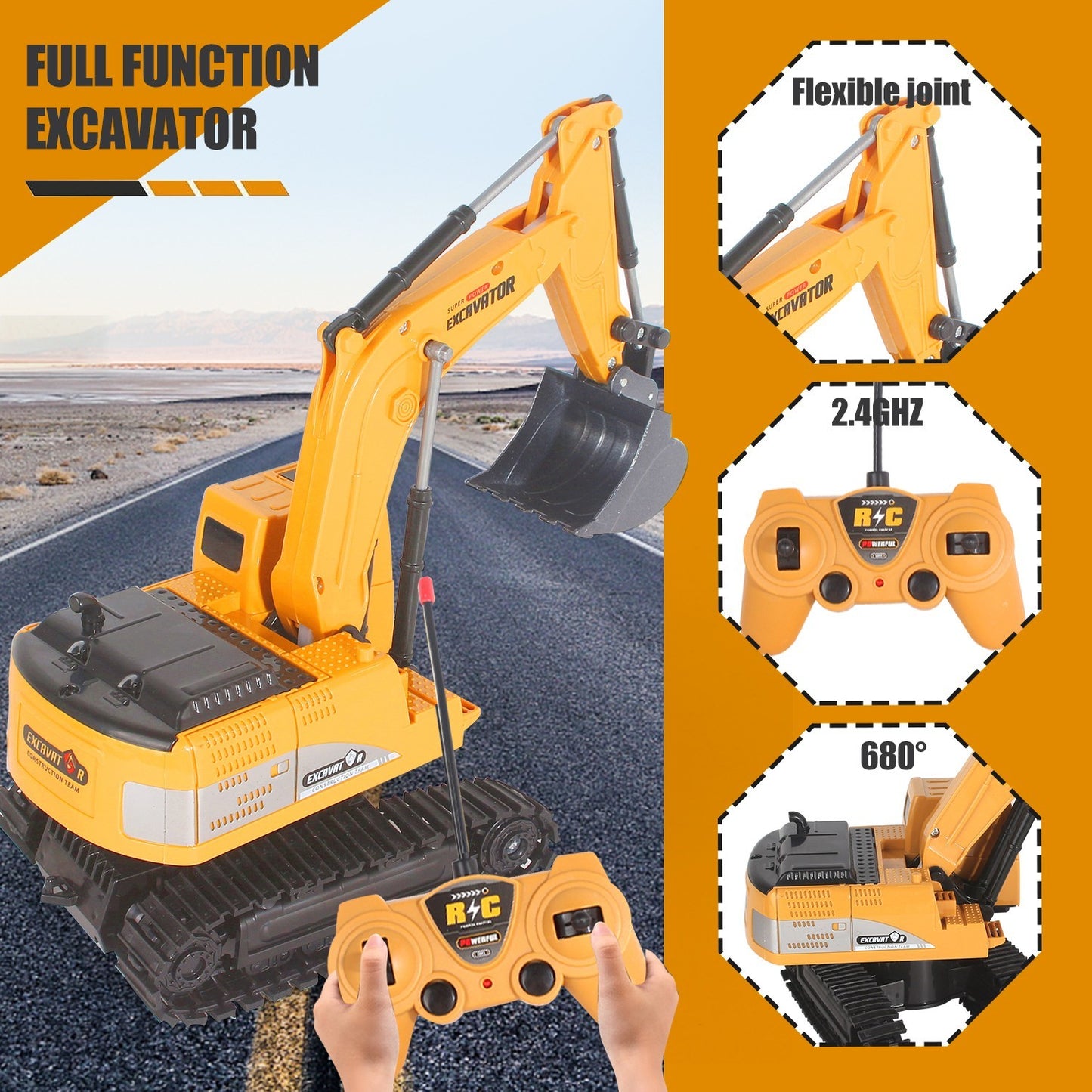 Remote Control Excavator RC Digger Truck – Realistic Construction Toy for Kids