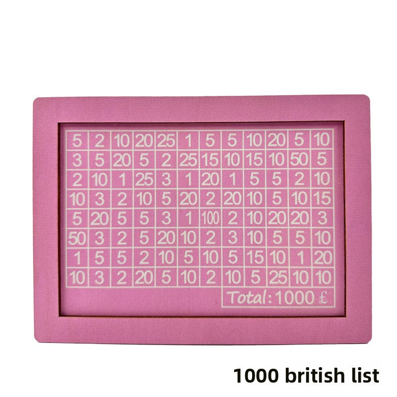 Wooden Goal Box with Counter pink 1000 pounds free pen 17.2�12.5�6.5cm