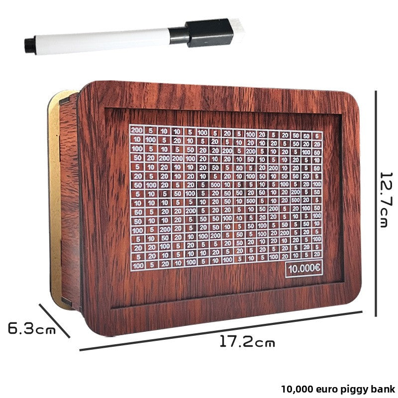 Wooden Savings Box with Money Counter Printed 10k EUR
