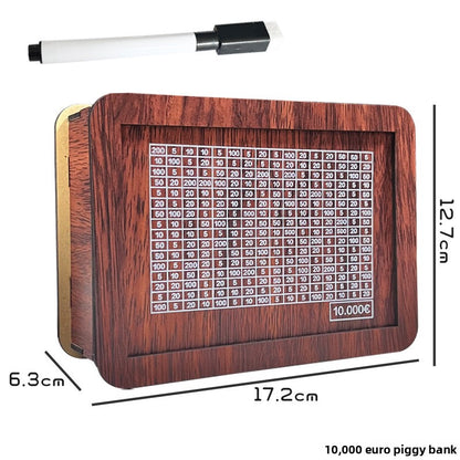 Wooden Savings Box with Money Counter Printed 10k EUR
