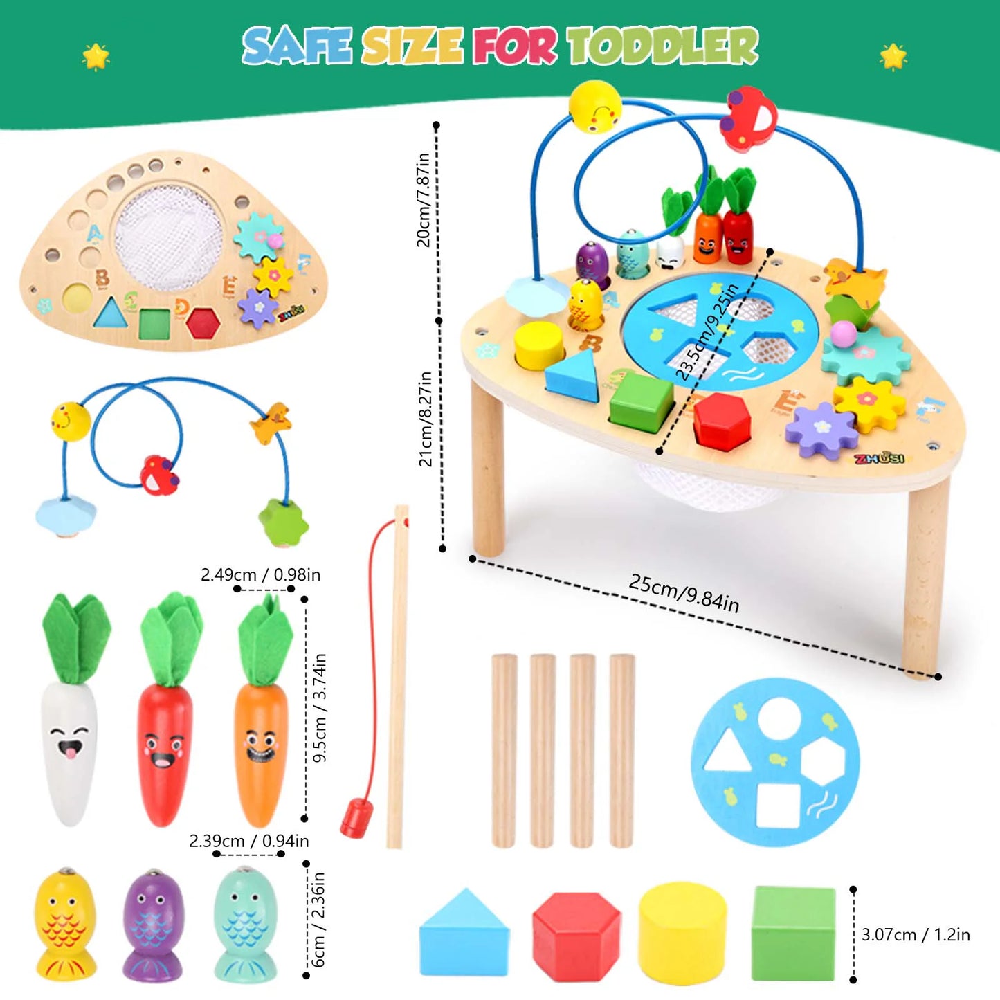 Baby Activity Table Wood Bead Maze Montessori Early Developmental Learning Toys Infant Toddler