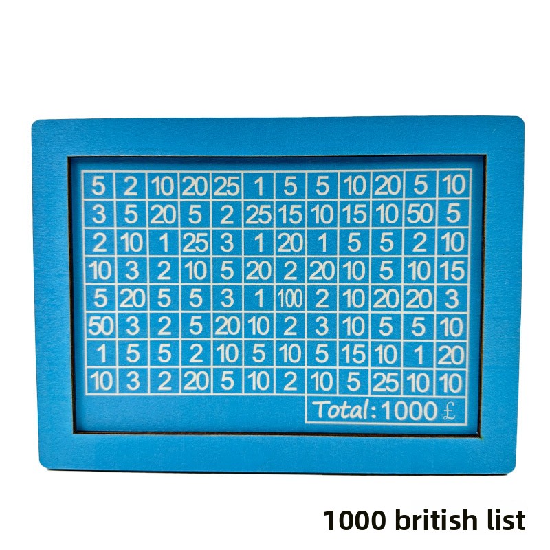 Wooden Goal Box with Counter blue 1000 pounds free pen 17.2�12.5�6.5cm