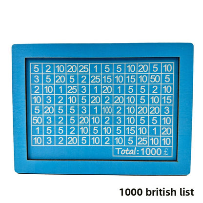 Wooden Goal Box with Counter blue 1000 pounds free pen 17.2�12.5�6.5cm