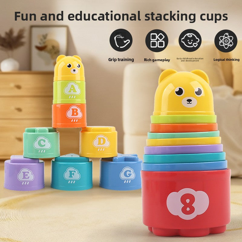 Rainbow Stacking Cups for Babies – 9-Piece Play Set