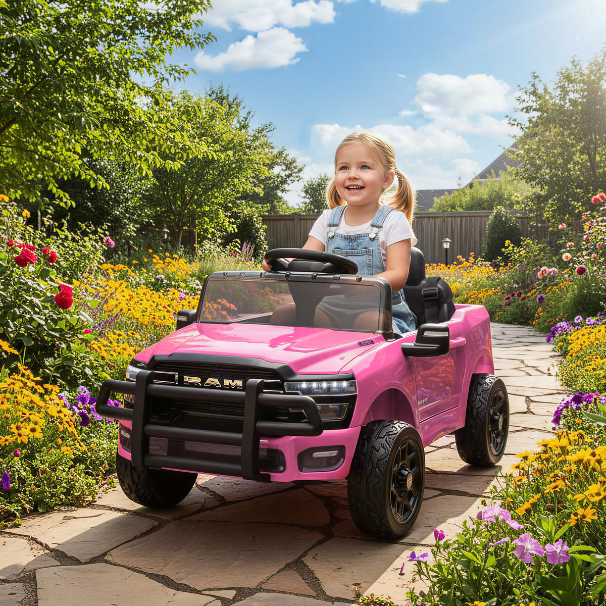12V Dodge RAM 3500 Ride-On Truck for Kids – Pink