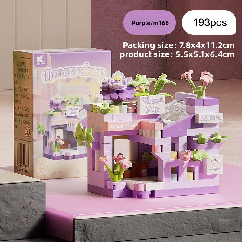 Mini City Street Building Blocks Set wisteria flower corridor 193 capsules