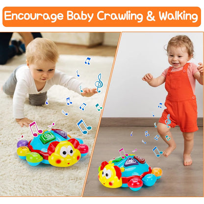 Baby Crawling Walking Musical Toy Spanish English Bilingual Learning Toys for Babies 6 to 12 12-18 Months Light up Infant Toys 3-6 7 8 9 10 Month Gift for 1 Year Old Boy Girl Ladybug Tummy Time Toys