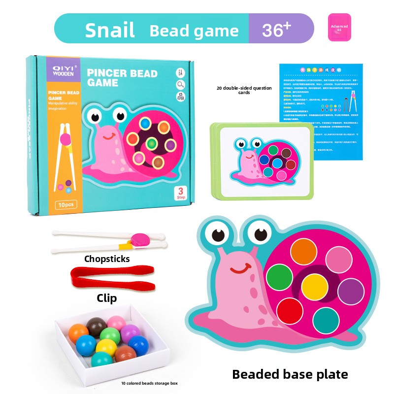 Montessori Bead Clip Toy for Kids Snail advanced Bead Game