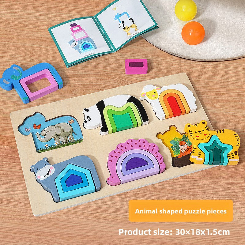 Geometric Wooden Puzzle Blocks for Kids