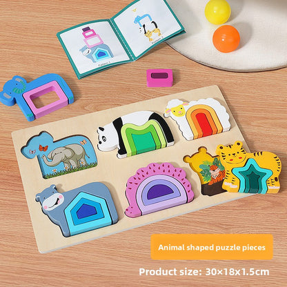 Geometric Wooden Puzzle Blocks for Kids